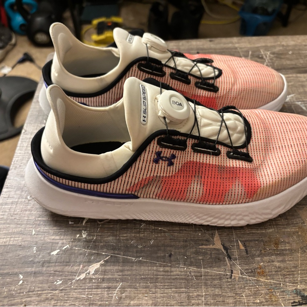 Under Armour Pink and White Sneakers with Breathable Mesh